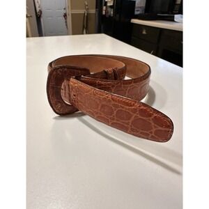 Harold's Italian Alligator Embossed Brown Leather Belt And  Buckle Size L